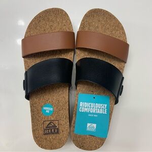 Reef Women’s Sandals Cushion Vista Hi Platform Black Brown 8 NWT